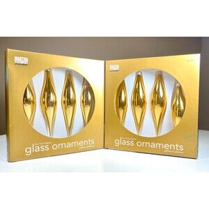 Martha Stewart Vintage Golden Traditions  Ornament 2002 Set of 8 Flute-shaped